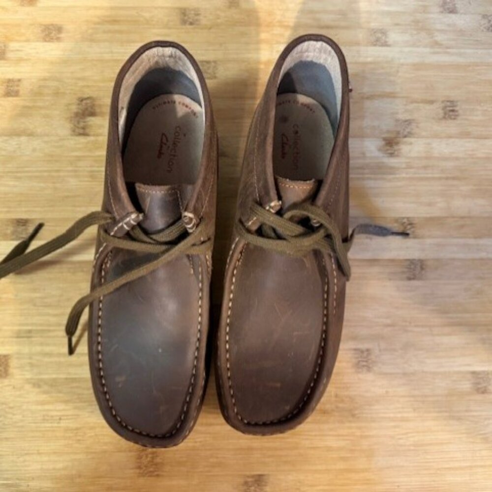 Clarks Men's Stinson Hi Chukka Boot Brown Oiled Leather – Wallabees - Picture 6 of 16